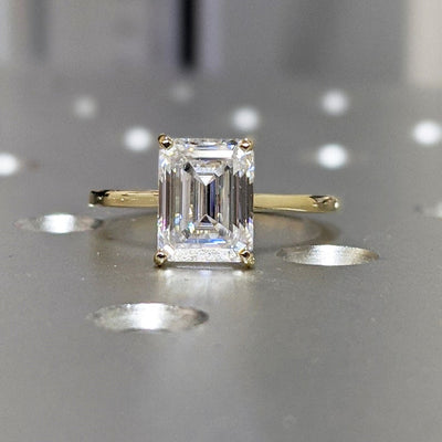 Moissanite 3.00 CT Emerald Cut Diamond Solitaire Engagement Ring