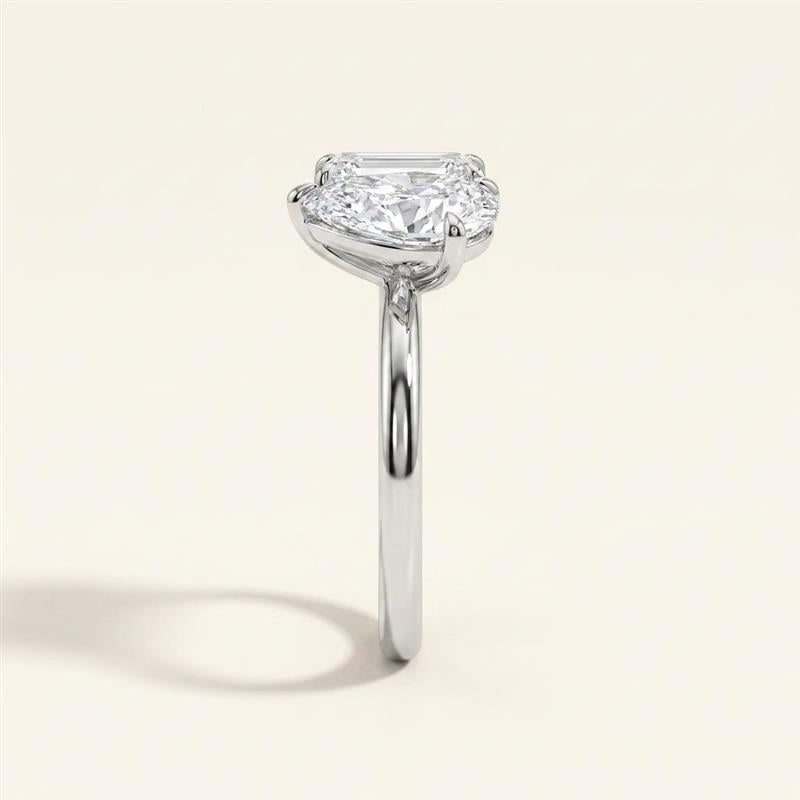 Moissanite 3.40 CT Pear & Baguette Cut Diamond Toi Et Moi Ring
