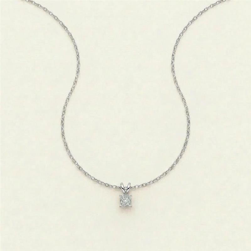 Moissanite 0.25 CT Princess Cut Diamond Solitaire Necklace