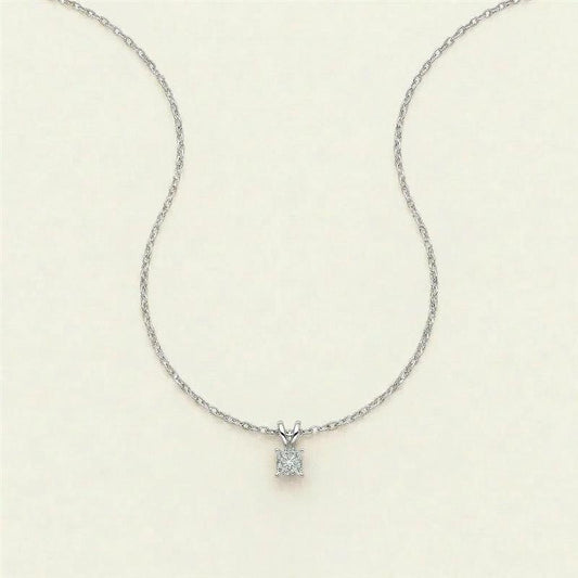 Moissanite 0.25 CT Princess Cut Diamond Solitaire Necklace