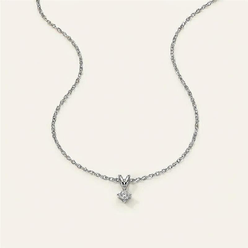 Moissanite 1.00 CT Princess Cut Diamond Solitaire Necklace