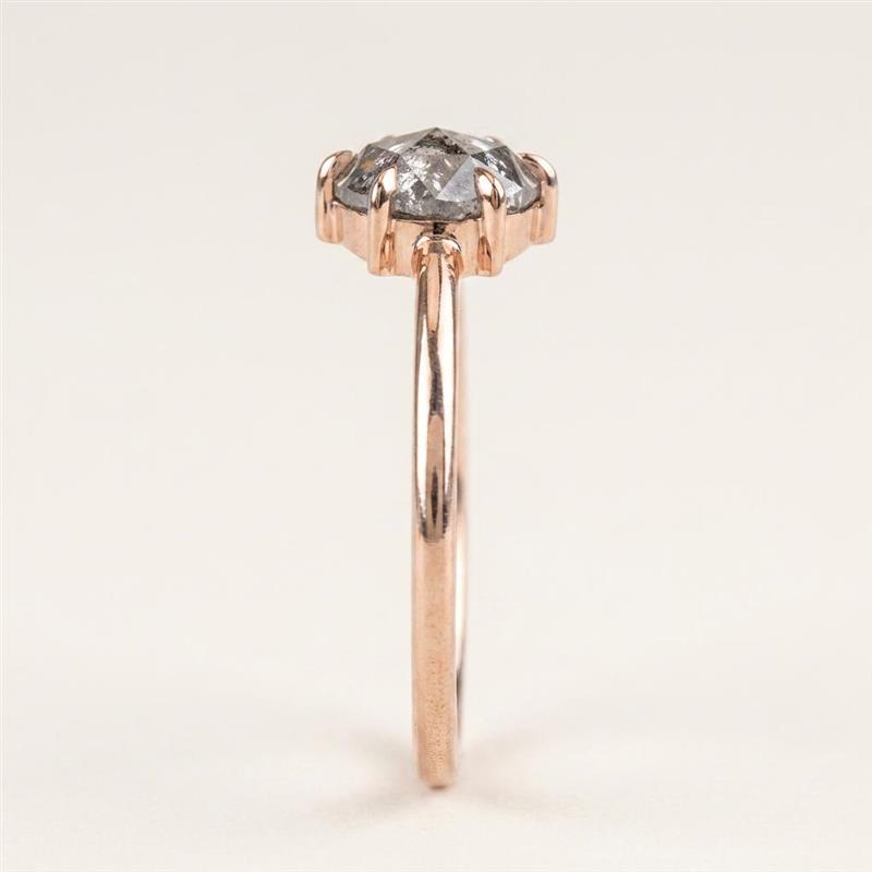 1.10 CT Round Cut Salt and Pepper Diamond Solitaire Ring