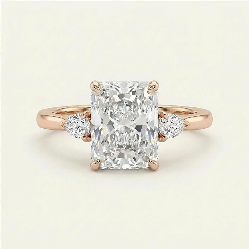 Lab Grown 2.05 CT Radiant & Pear Cut Diamond Three Stone Ring