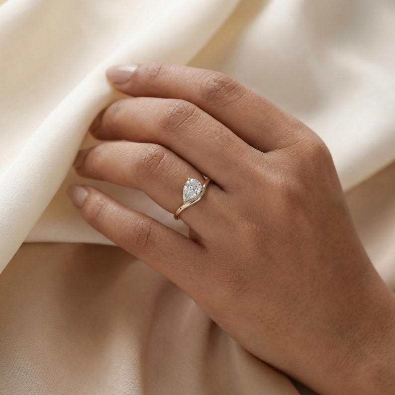 Lab Grown Diamond 3.00 CT Pear Cut Solitaire Engagement | Promise Ring