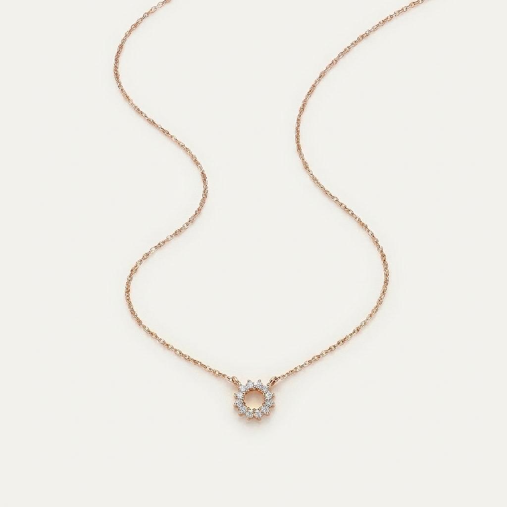 Moissanite 0.25 CT Round Cut Diamond Circle Pendant Necklace