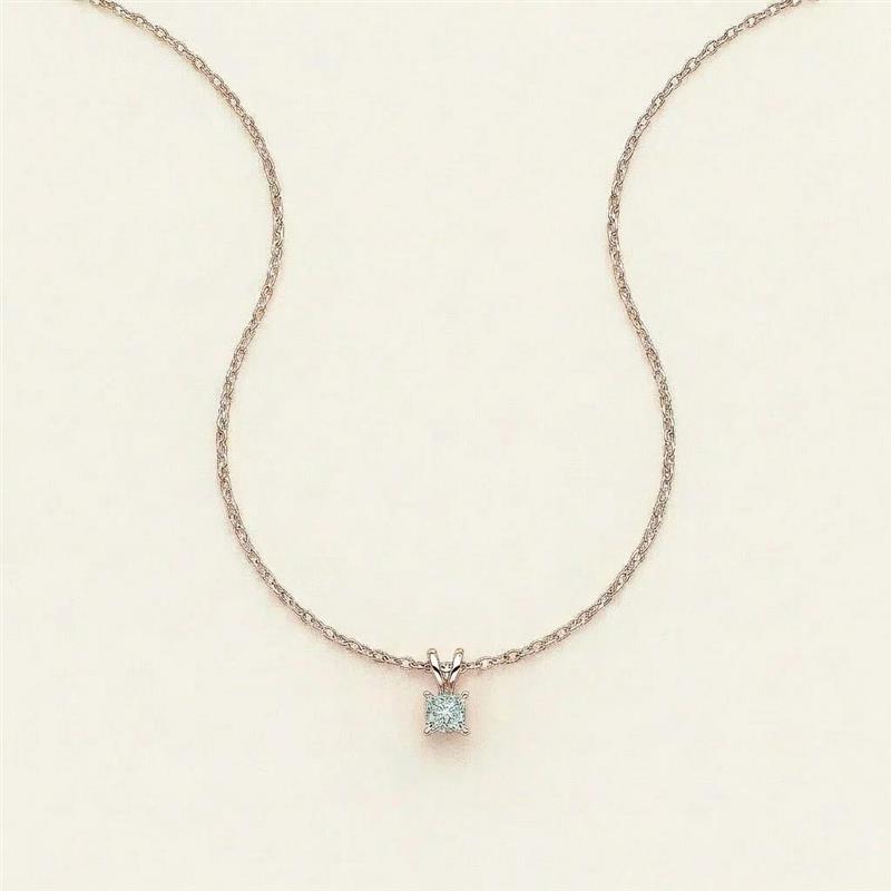 Moissanite 0.25 CT Princess Cut Diamond Solitaire Necklace