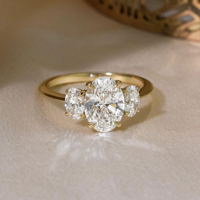 Moissanite 2.4 CT Three Stone Oval Cut Engagement ring | Promise Ring