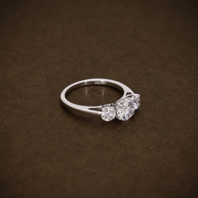 Moissanite 1.69 CT Three Stone Round Cut Engagement Ring