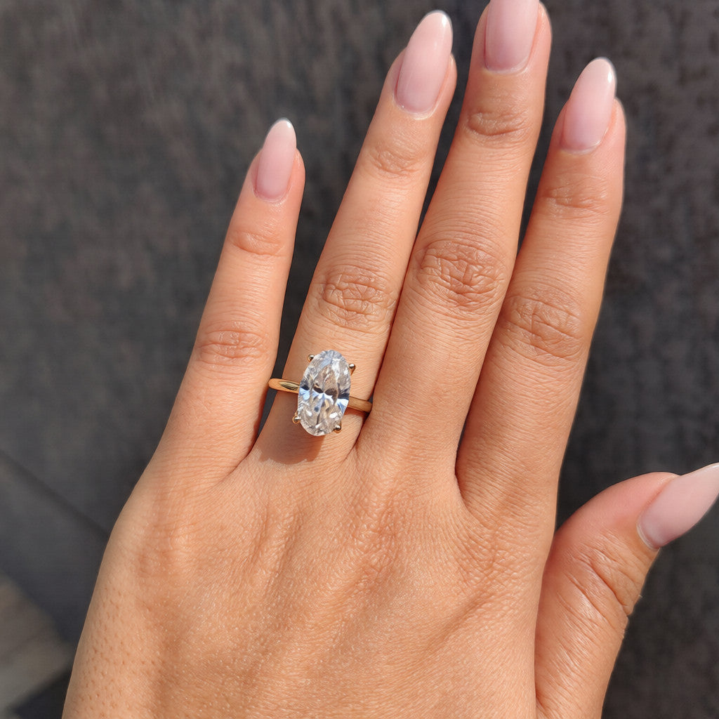 Moissanite 4.15 CT Oval Cut Diamond Solitaire Engagement Ring | Promise Ring