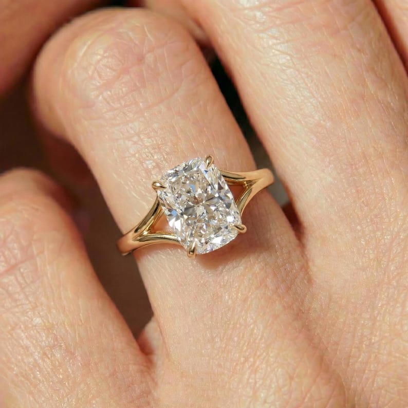 Moissanite 3.00CT Cushion Cut Diamond Solitaire Engagement Ring | Promise Ring