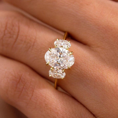 Moissanite 2.4 CT Three Stone Oval Cut Engagement ring | Promise Ring