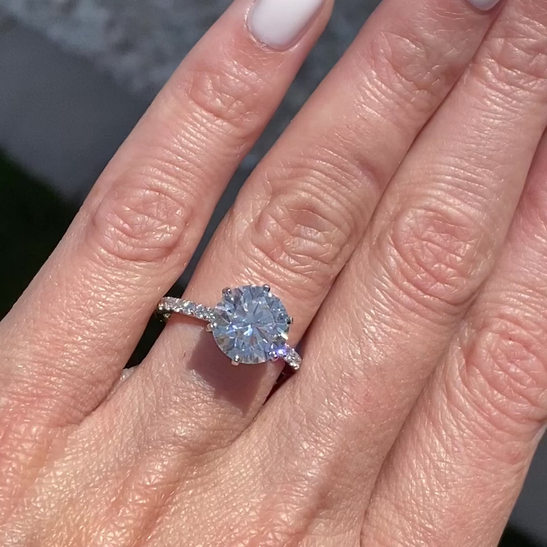 Moissanite 2.20CT Round Diamond Art Deco Unique Engagement Ring