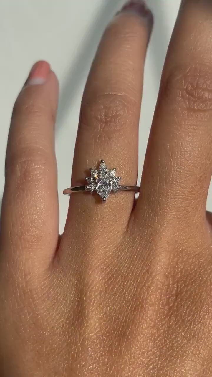 Moisaanite 2.50CT Pear Diamond Art Nouveau Handmade Ring