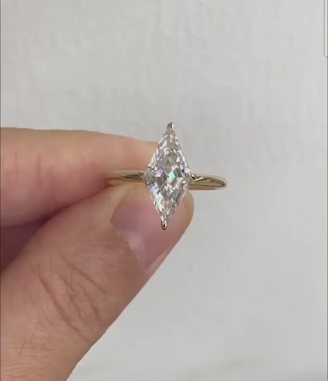 Moissanite 2.05CT Kite Step Cut Diamond Mid-Century Handmade Ring