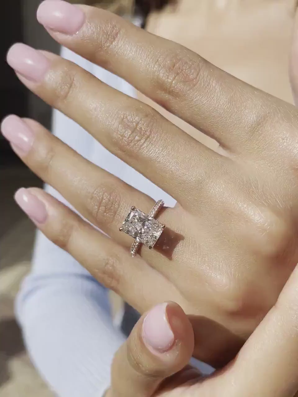 Moissanite 2.90CT Radiant Diamond Art Deco Unique Engagement Ring