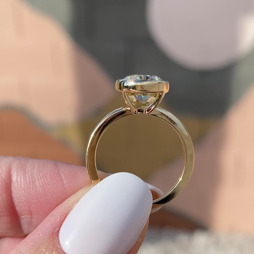 Moissanite 2.35CT Oval Diamond Art Deco Unique Engagement Ring