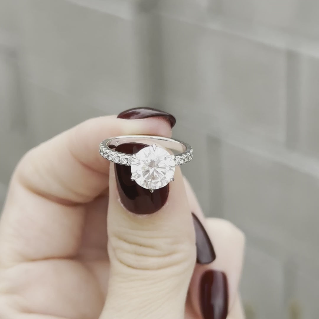 Moissanite 2.20CT Round Diamond Art Deco Unique Engagement Ring