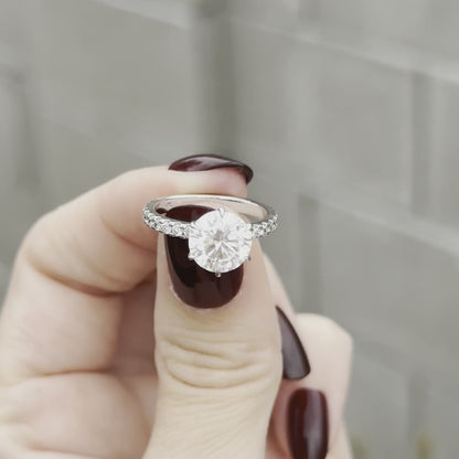 Moissanite 2.20CT Round Diamond Art Deco Unique Engagement Ring