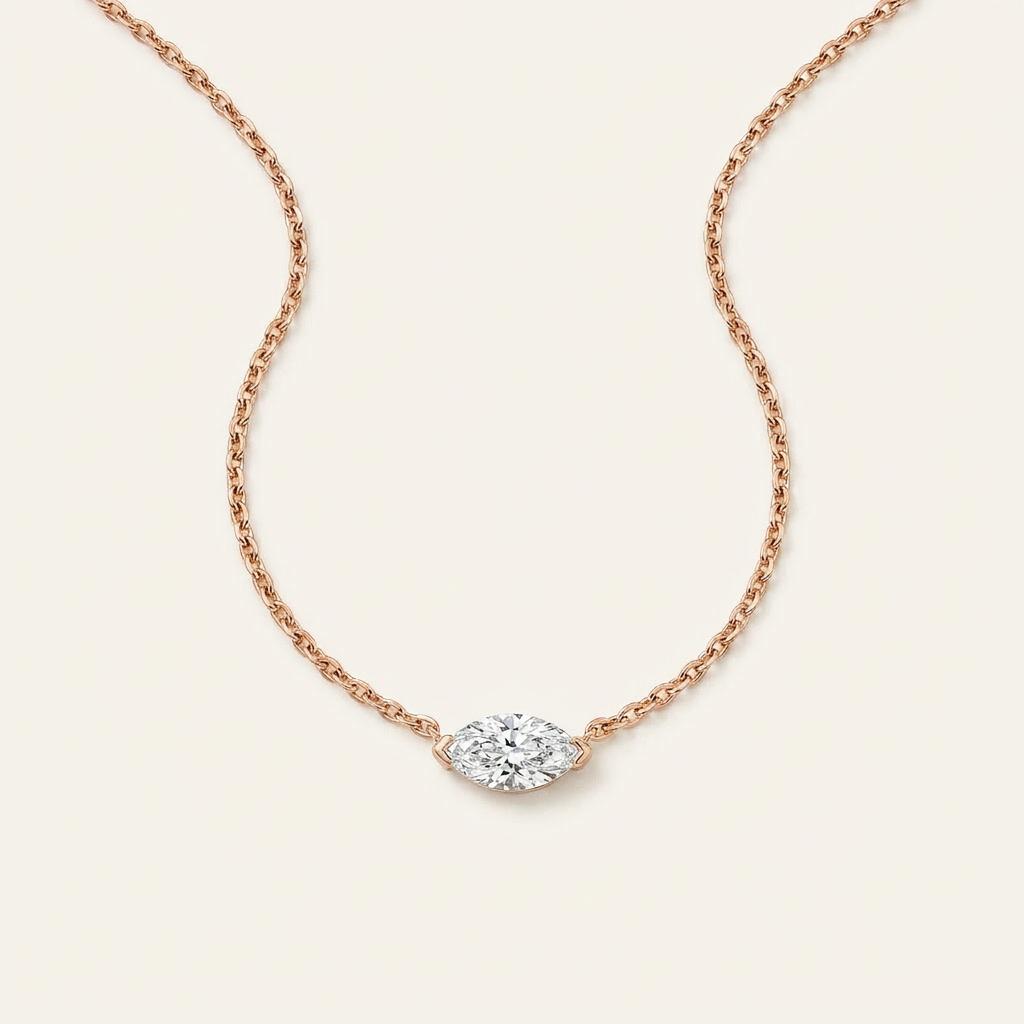 Moissanite 0.25 CT Marquise Cut Diamond East-West Necklace
