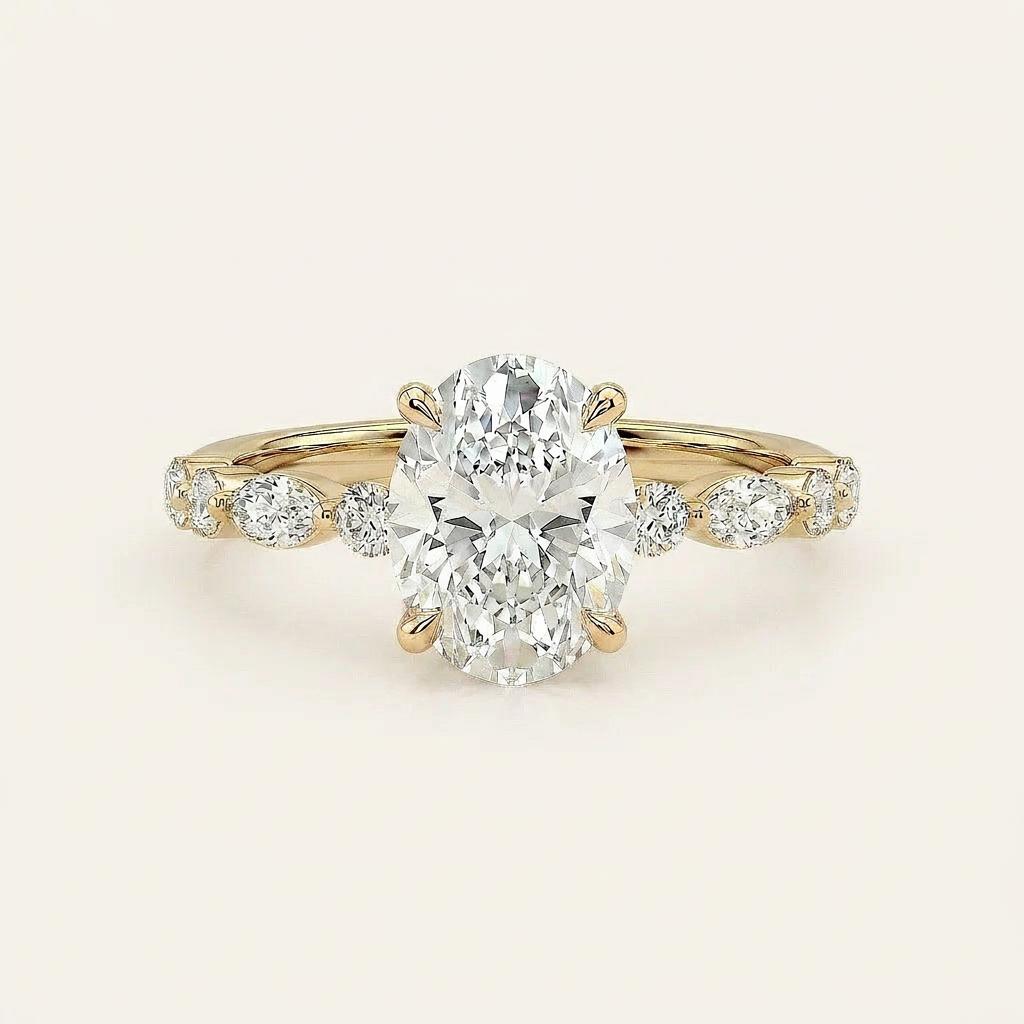 Moissanite 3.30 CT Oval Cut Diamond Solitaire Ring