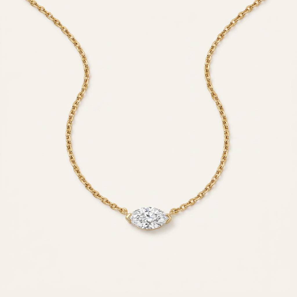 Moissanite 0.25 CT Marquise Cut Diamond East-West Necklace