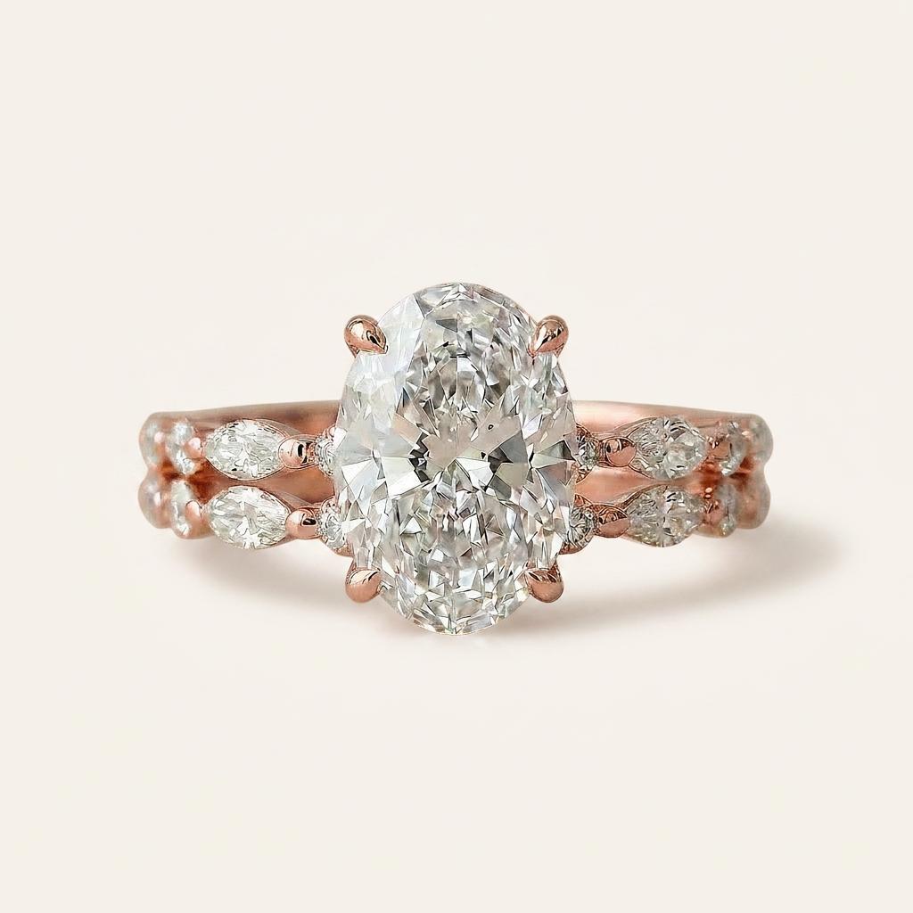 Moissanite 3.30 CT Oval Cut Diamond Solitaire Ring