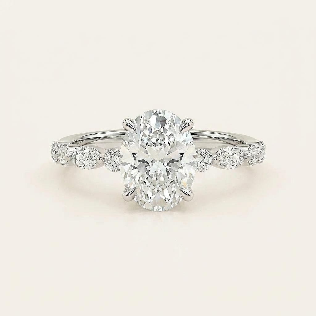 Moissanite 3.30 CT Oval Cut Diamond Solitaire Ring