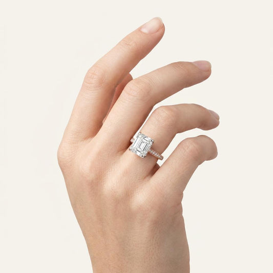 Moissanite 3.87 CT Asscher & Round Cut Diamond Solitaire Ring