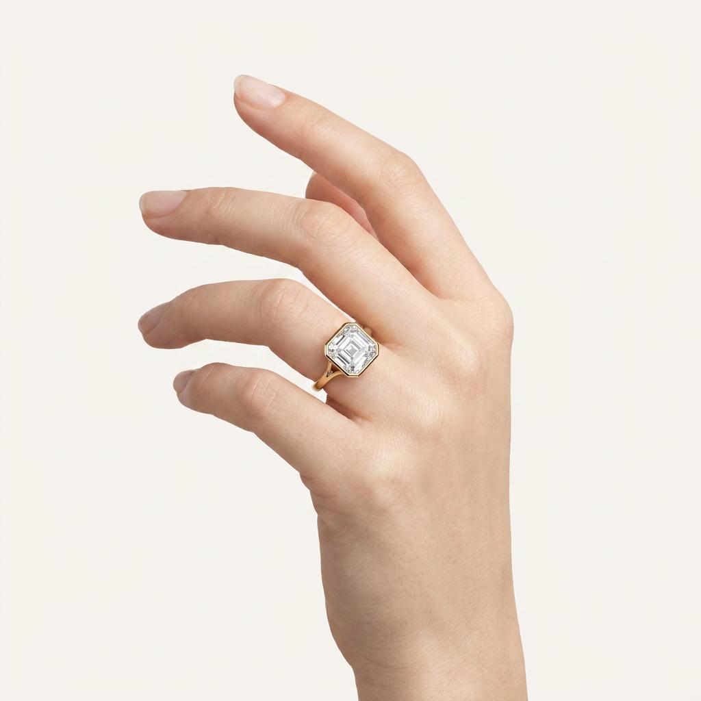 Moissanite 2.05 CT Asscher Cut Diamond Solitaire Ring