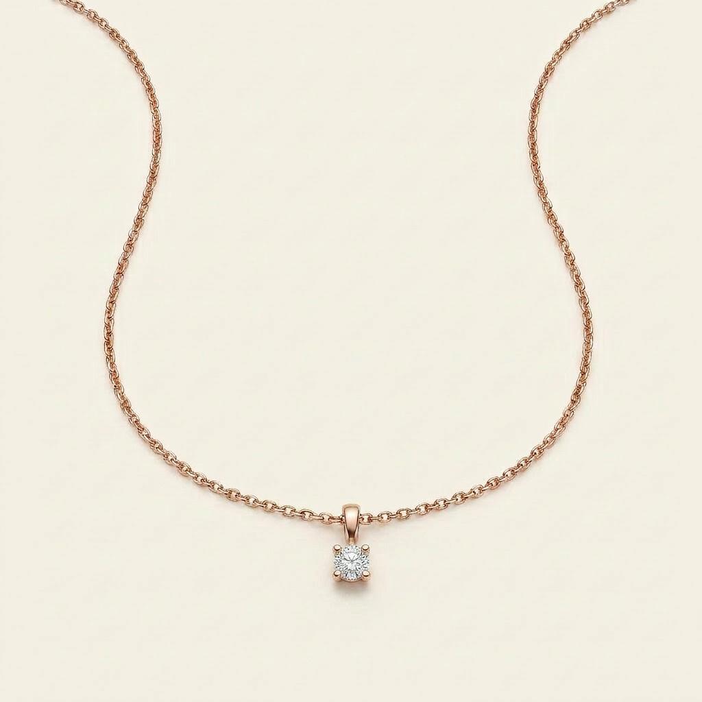 Moissanite 0.75 CT Round Cut Diamond Solitaire Necklace