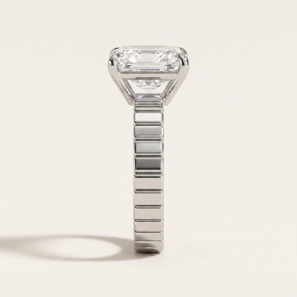 Moissanite 2.40 CT Asscher Cut Diamond Solitaire Ring