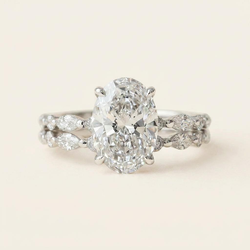 Moissanite 3.30 CT Oval Cut Diamond Solitaire Ring