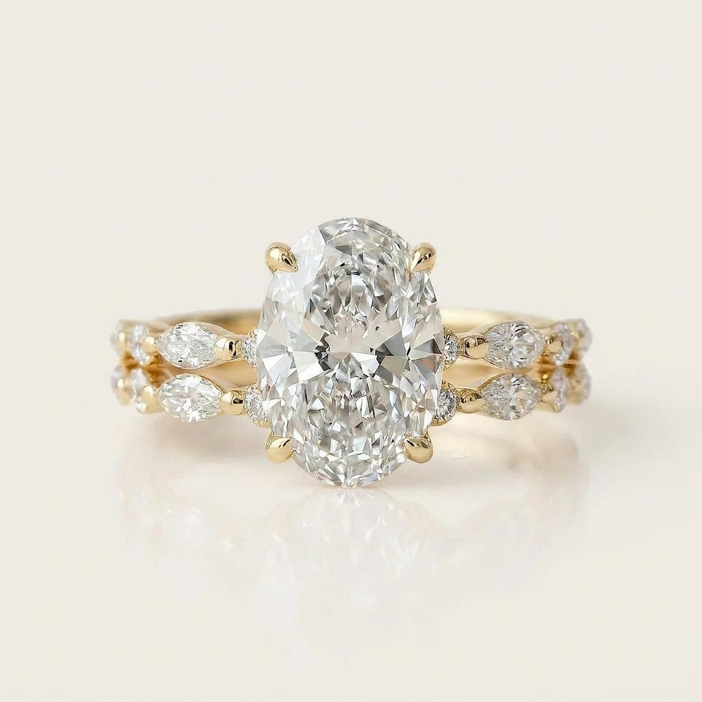 Moissanite 3.30 CT Oval Cut Diamond Solitaire Ring