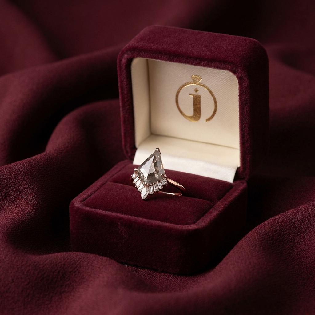 1.85 CT Kite & Princess Cut Salt and Pepper Diamond Cluster Ring