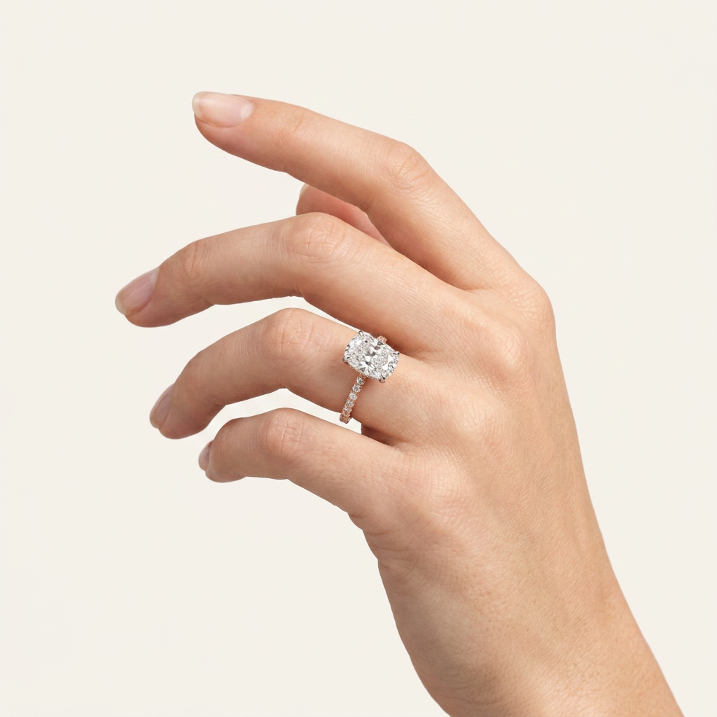 Moissanite 2.70 CT Cushion Cut Diamond Solitaire Ring