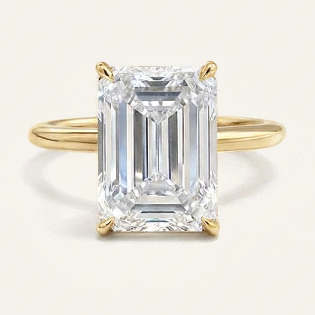 Lab Grown 2.00 CT Emerald Cut Diamond Solitaire Ring