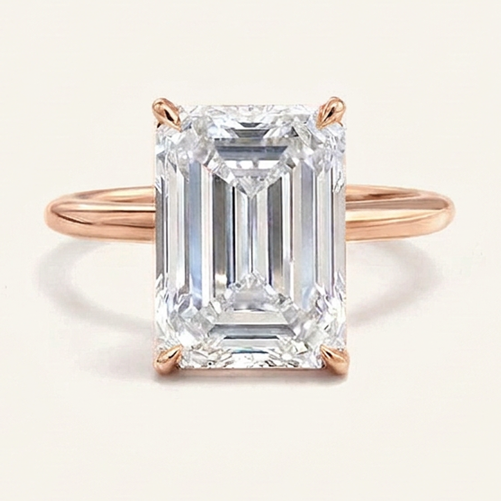 Lab Grown 2.00 CT Emerald Cut Diamond Solitaire Ring