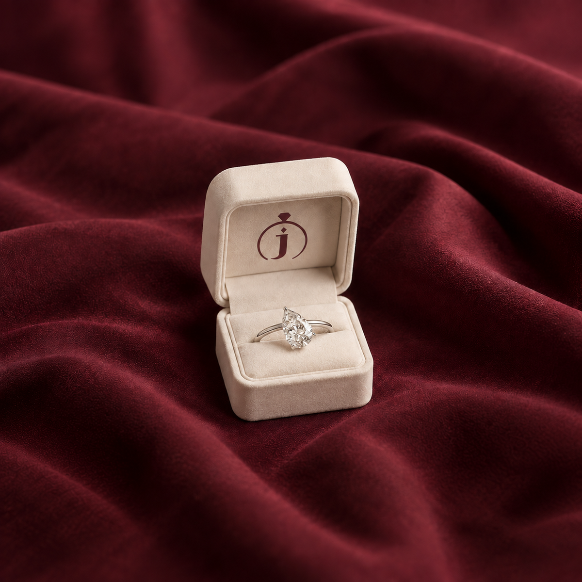 Lab Grown 2.00 CT Pear Cut Diamond Solitaire Ring