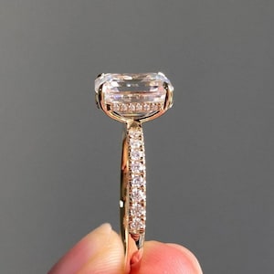 Lab Grown 1.50CT Emerald Cut Diamond Art Deco Unique Engagement Ring | Handmade Ring | Anniversary Ring