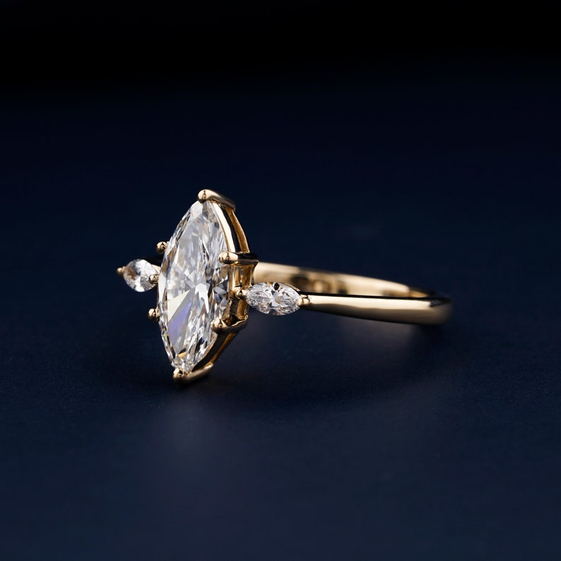 Lab Grown 1.90CT Marquise Cut Diamond Art Deco Unique Engagement Ring | Handmade Ring | Anniversary Ring