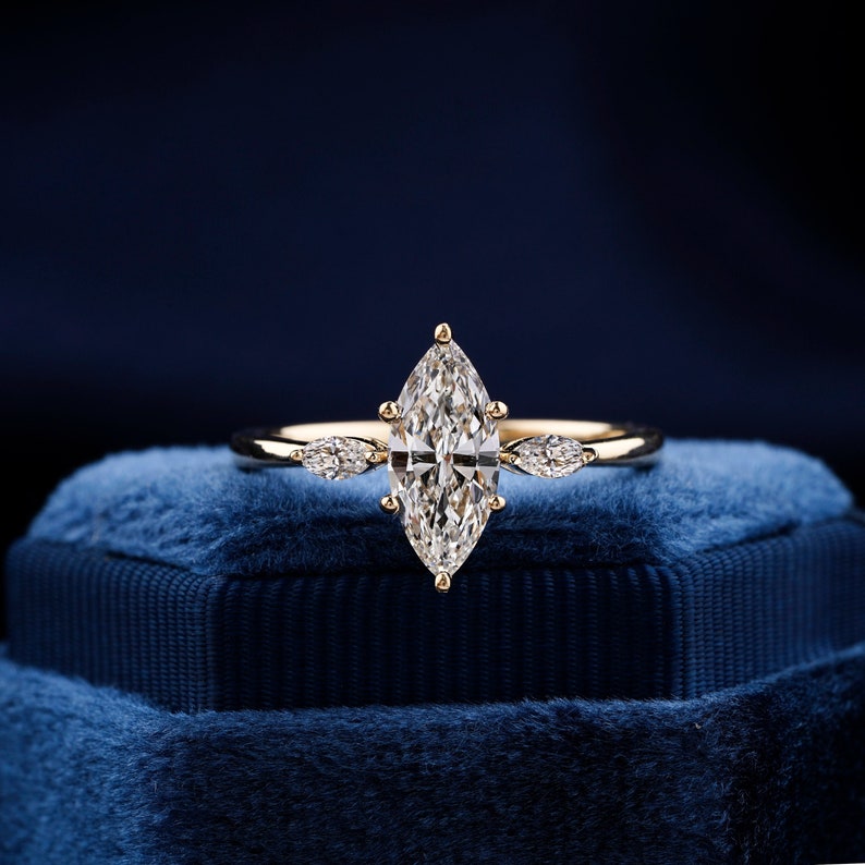 Lab Grown 1.90CT Marquise Cut Diamond Art Deco Unique Engagement Ring | Handmade Ring | Anniversary Ring