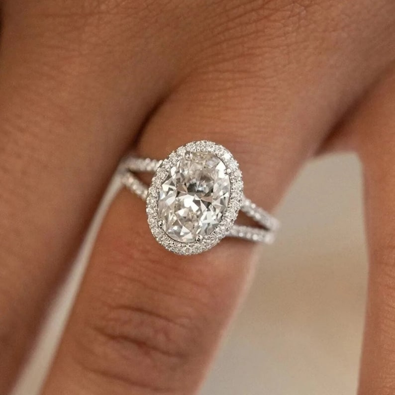 Lab Grown 1.85CT Oval Cut Diamond Art Deco Unique Engagement Ring | Handmade Ring | Anniversary Ring