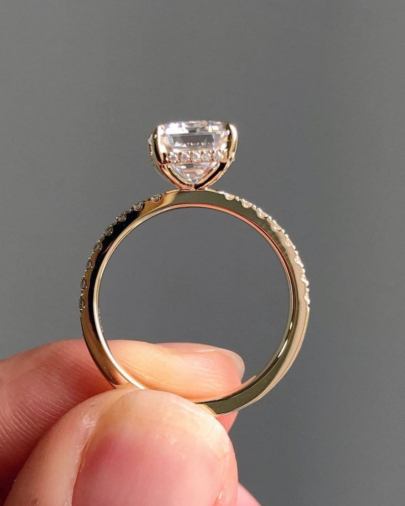 Lab Grown 1.50CT Emerald Cut Diamond Art Deco Unique Engagement Ring | Handmade Ring | Anniversary Ring