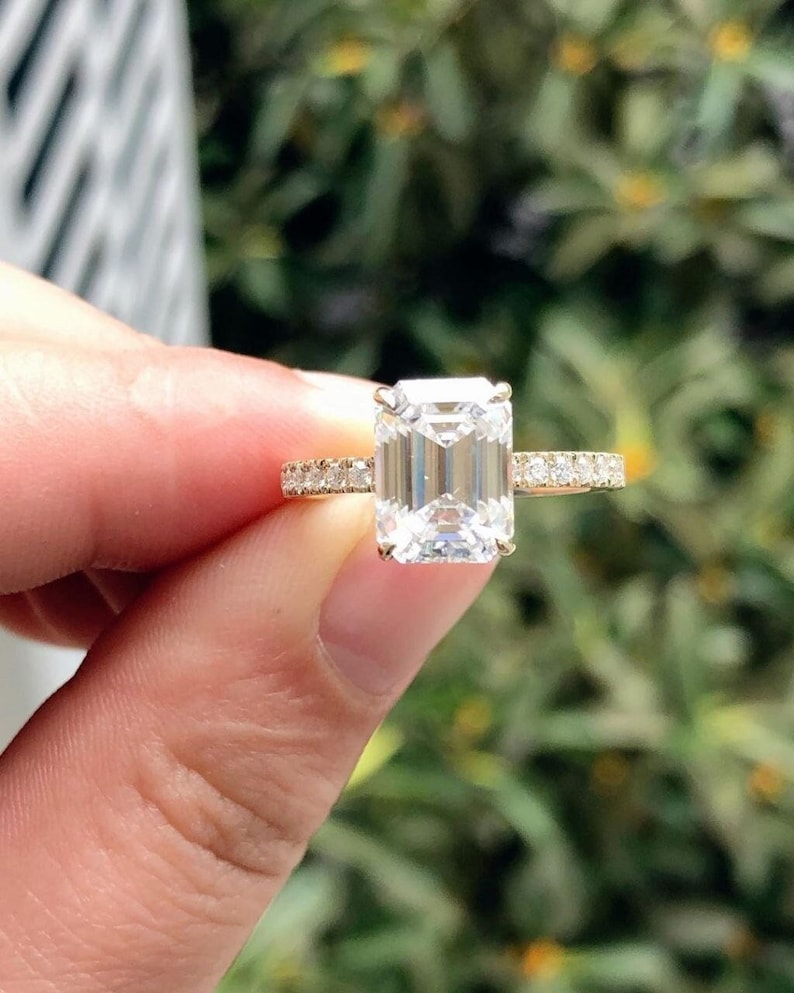 Lab Grown 1.50CT Emerald Cut Diamond Art Deco Unique Engagement Ring | Handmade Ring | Anniversary Ring